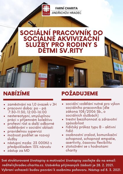 Hledáme sociálního pracovníka